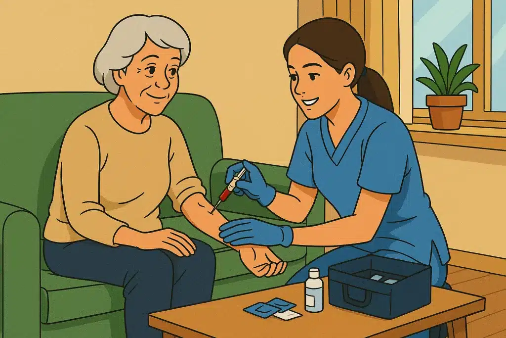 Infirmière réalisant des soins infirmiers à domicile