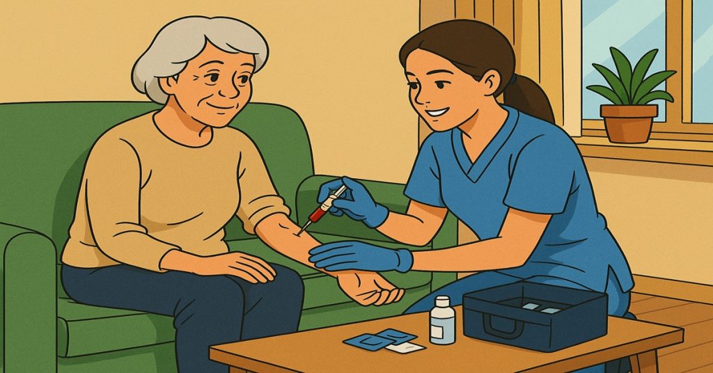 Infirmière réalisant des soins infirmiers à domicile