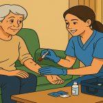 Infirmière réalisant des soins infirmiers à domicile
