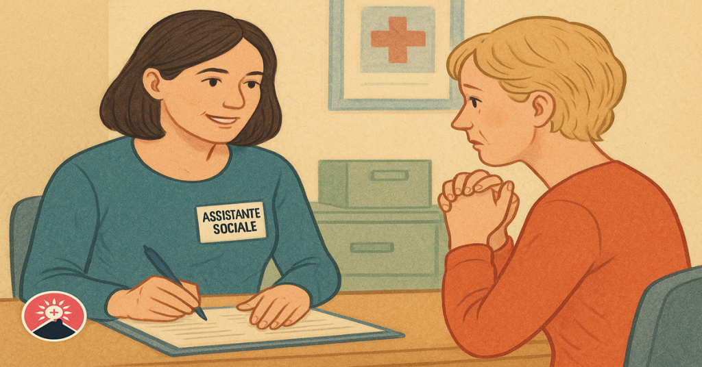 Assistante sociale en consultation à l'hôpital